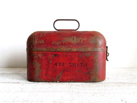 red metal lunch box|vintage metal lunch boxes.